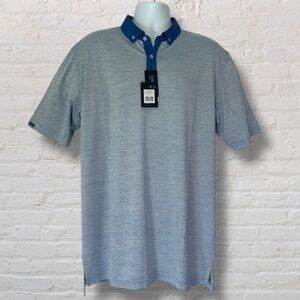 Dunning Golf Polo Shirt Men’s XL Seaport Blue White Coolmax Performance NEW